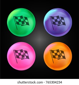 Race flag crystal ball design icon in green - blue - pink and orange.