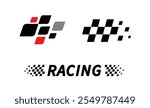 Race flag Design. Race flag icon logo. Racing stripes. Sport checkered. Motorsport graphics. Vector illustration