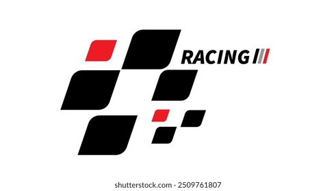 Race flag Design. Race flag icon logo. Racing stripes. Sport checkered. Motorsport graphics. Vector illustration