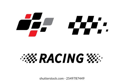 Race flag Design. Race flag icon logo. Racing stripes. Sport checkered. Motorsport graphics. Vector illustration