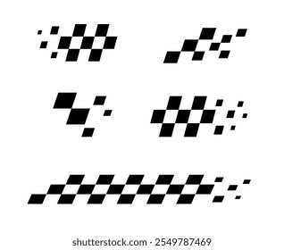 Diseño de la bandera de la carrera. Logotipo del icono de la bandera de la carrera. Rayas de carreras. Deporte a cuadros. Gráficos de deportes de motor. Ilustración vectorial