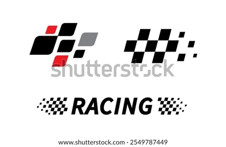 Race flag Design. Race flag icon logo. Racing stripes. Sport checkered. Motorsport graphics. Vector illustration