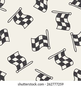 race flag doodle drawing seamless pattern background