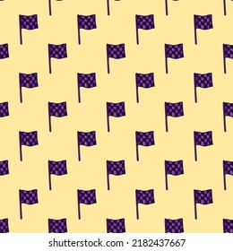 Race flag engraved seamless pattern. Vintage sport elements for drive in hand drawn style. Sketch texture for fabric, wallpaper, textile, print, title, wrapping paper. Vector illustration.
