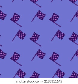 Race flag engraved seamless pattern. Vintage sport elements for drive in hand drawn style. Sketch texture for fabric, wallpaper, textile, print, title, wrapping paper. Vector illustration.