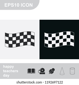 Race flag flat black and white vector icon.
