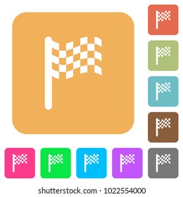 Race flag flat icons on rounded square vivid color backgrounds.