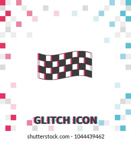 Race flag  glitch effect vector icon.