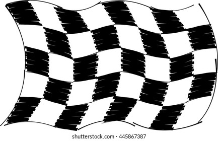 Race flag in a graphic version with brushstrokes