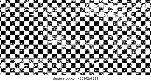 Race flag grunge background, car rally or motocross finish flag with vector checker pattern. Grunge race flag for car racing sport or bike speedway, motorsport