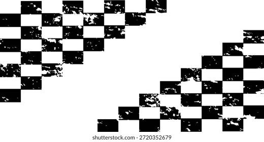 Race flag grunge background, car rally or motocross finish flag with vector checker pattern. Grunge race flag for car racing sport or bike speedway, motorsport