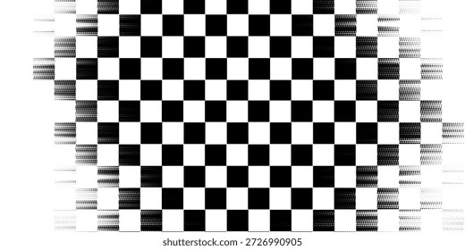 Bandeira de corrida fundo grunge, carro rally ou motocross terminar bandeira com padrão de verificador vetorial. Bandeira de corrida Grunge para esporte de corrida de carro ou pista de bicicleta, automobilismo