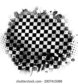 Race flag grunge pattern on white background, vector illustration