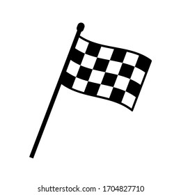 Race Flag Icon. Competition Sport Flag Line Vector Icon. Racing Flag. Start Finish. On White Background