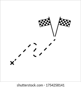 Race flag icon. Competition sport flag line vector icon. Start finish 0n white background