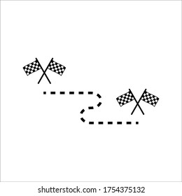 Race flag icon. Competition sport flag line vector icon. Start finish 0n white background