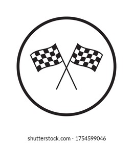 Race flag icon. Competition sport flag line vector icon. Start finish 0n white background