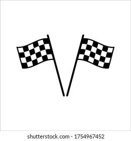Race flag icon. Competition sport flag line vector icon. Start finish 0n white background