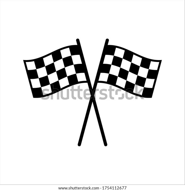 Race flag icon. Competition sport flag\
line vector icon. Start finish 0n white\
background