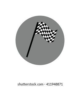 Race flag icon. Gray circle. Gray button