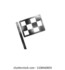 Race flag icon in halftone style. Black and white monochrome vector illustration.