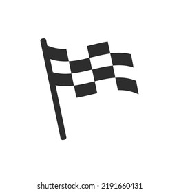Race flag icon. Monochrome black and white symbol. Vector illustration