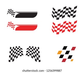 Race flag icon, simple design race flag logo template