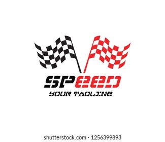 Race flag icon, simple design race flag logo template