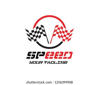 Race flag icon, simple design race flag logo template