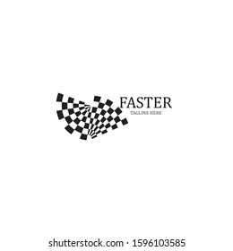 Race flag icon, simple design race flag logo template