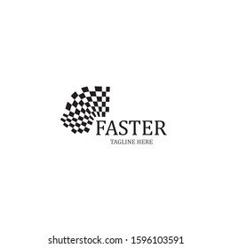 Race flag icon, simple design race flag logo template