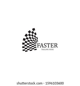 Race flag icon, simple design race flag logo template