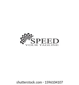 Race flag icon, simple design race flag logo template