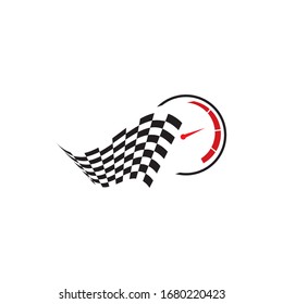 Race flag icon, simple design race flag logo template - Vector