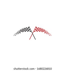 Race flag icon, simple design race flag logo template