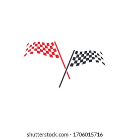 Race flag icon, simple design race flag logo template