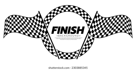 Race flag icon simple design race flag logo template. Circle checkered finish flag. Graphic vector flat design style. 