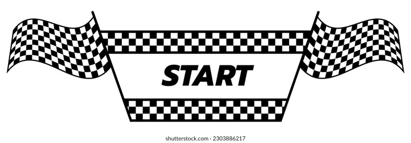 Race flag icon simple design race flag logo template. Circle checkered start flag. Graphic vector flat design style. 