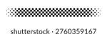 Race flag line. Black and white checker finish ribbon. Car race check grid pattern. Rally border texture. Gradient chess line. Graphic design element. Vector illustration isolated on white background.