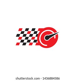 Race flag logo design vector template