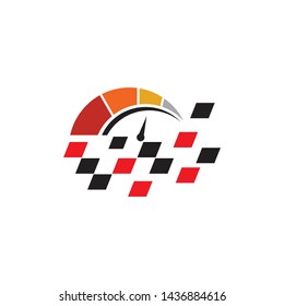Race flag logo design vector template