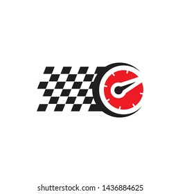 Race flag logo design vector template