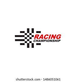 Race flag logo design vector template