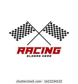 Race flag logo icon, Racing logo concept, modern simple design illustration vector template, Creative design