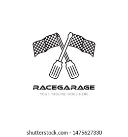 race flag logo and icon vector illustration design template