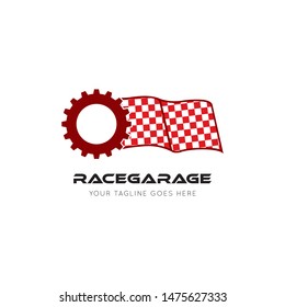 race flag logo and icon vector illustration design template