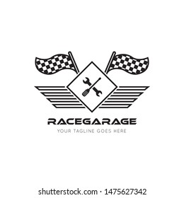 race flag logo and icon vector illustration design template