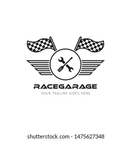 race flag logo and icon vector illustration design template