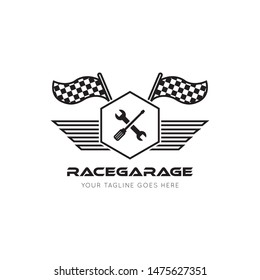 race flag logo and icon vector illustration design template