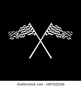 Race flag logo template vector, Simple design race flag icon suitable for motor, car, rally sport isolated on black background. Vector Illustration